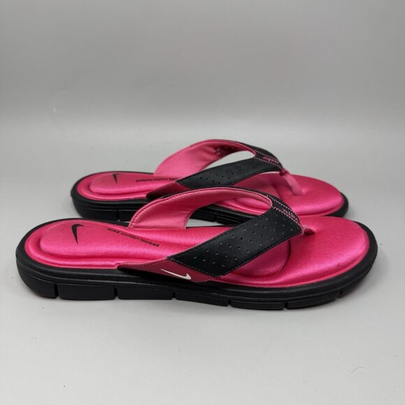 Nike Comfort Footbed Women's 11 Thong Sandals Flip Flops Black & Pink - Picture 1 of 7